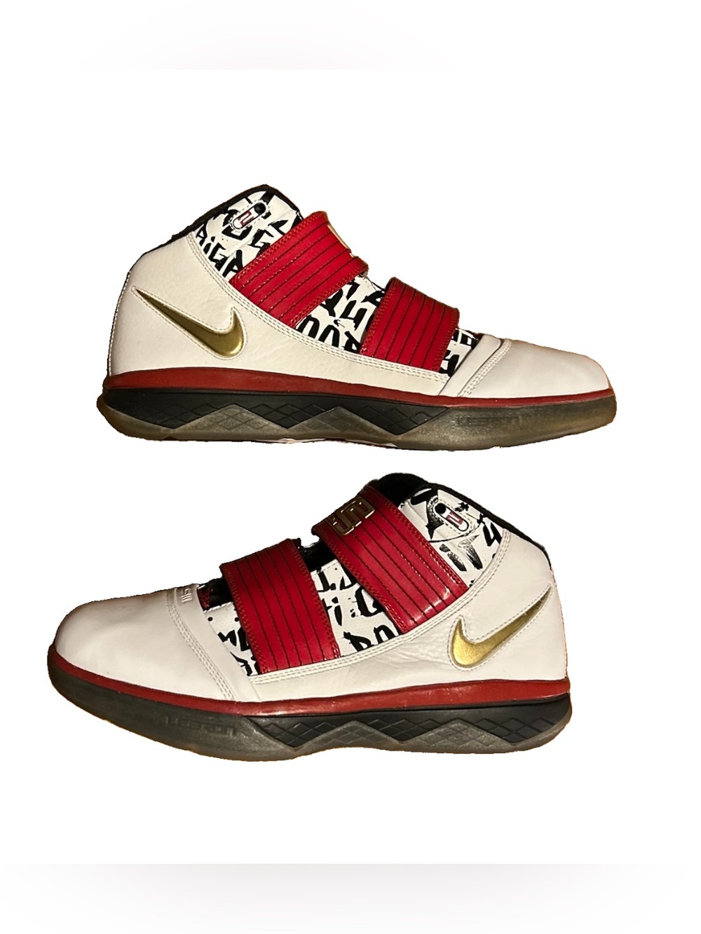 Nike Zoom Soldier III Finals 358558-171 White Gold Red Graffiti Size 9 NEW